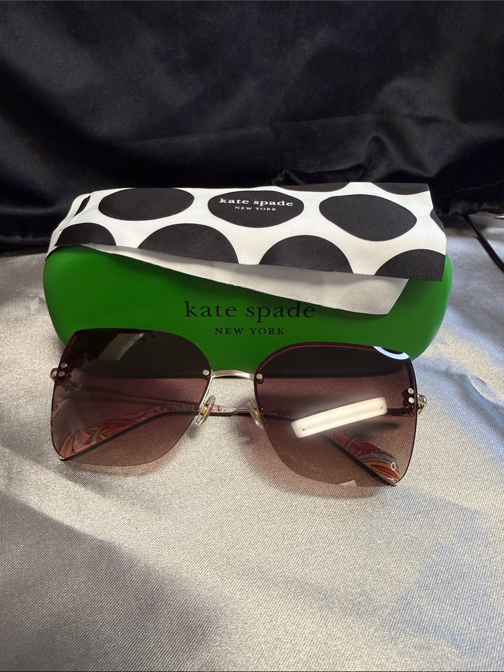 kate spade Brown Lens Rimless Sunglasses with Gold Accents